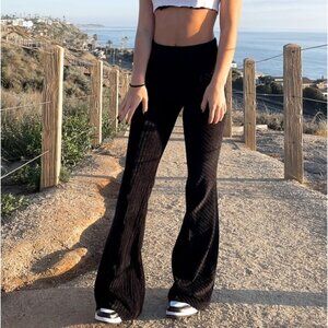 Free people highwasted black velvet flare leggings